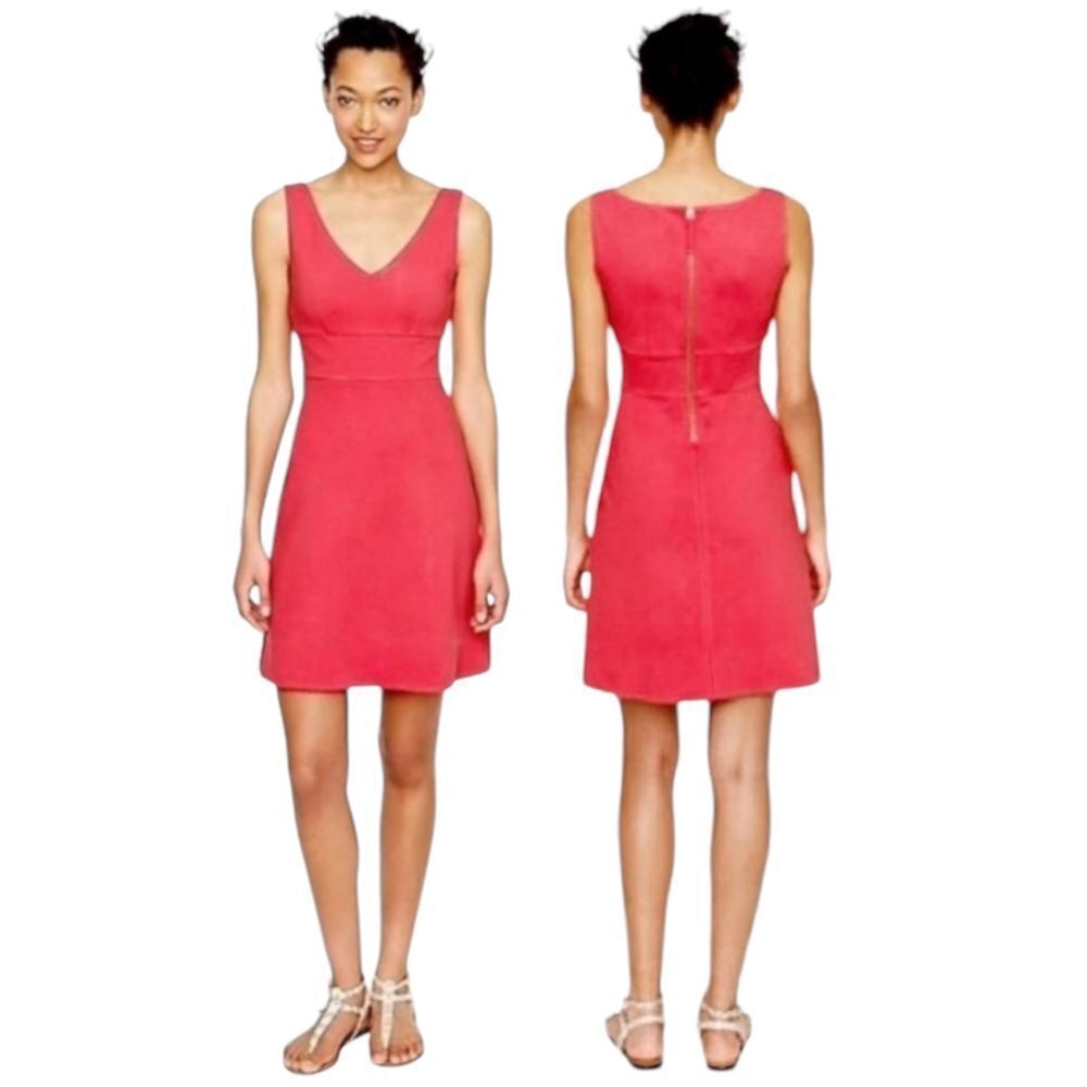 J Crew Elegant‎ Women Red V-Neck Sleeveless A-Line Dress Cocktail Party Evening